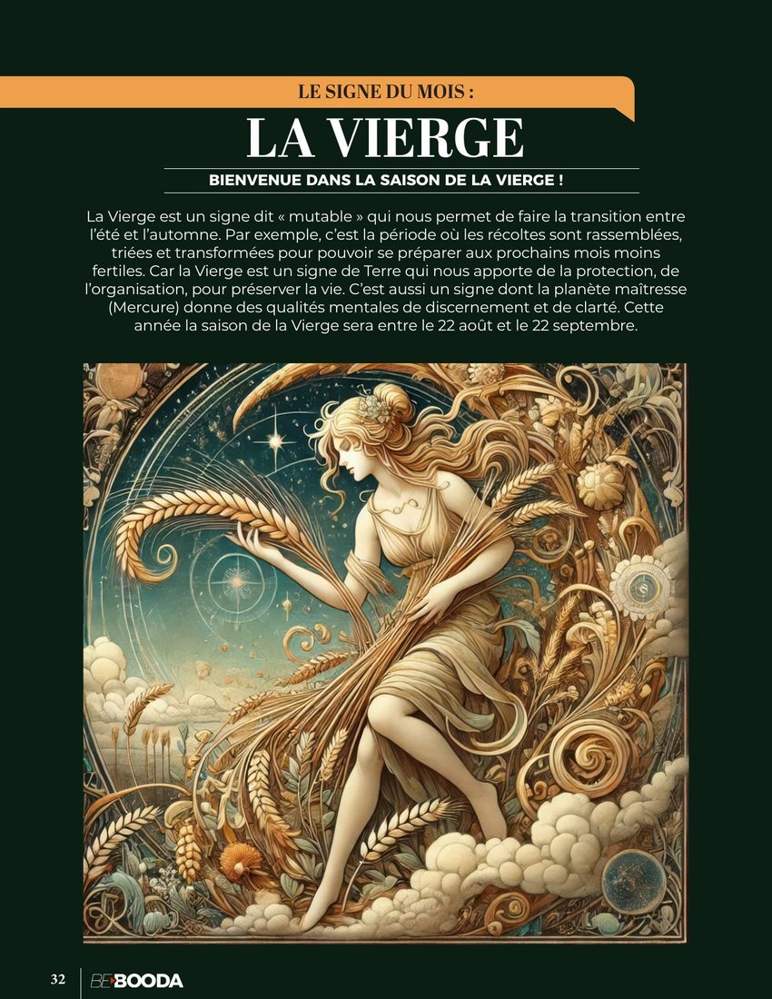 Page de Bebooda Mag n°18 : le signe du mois, la Vierge